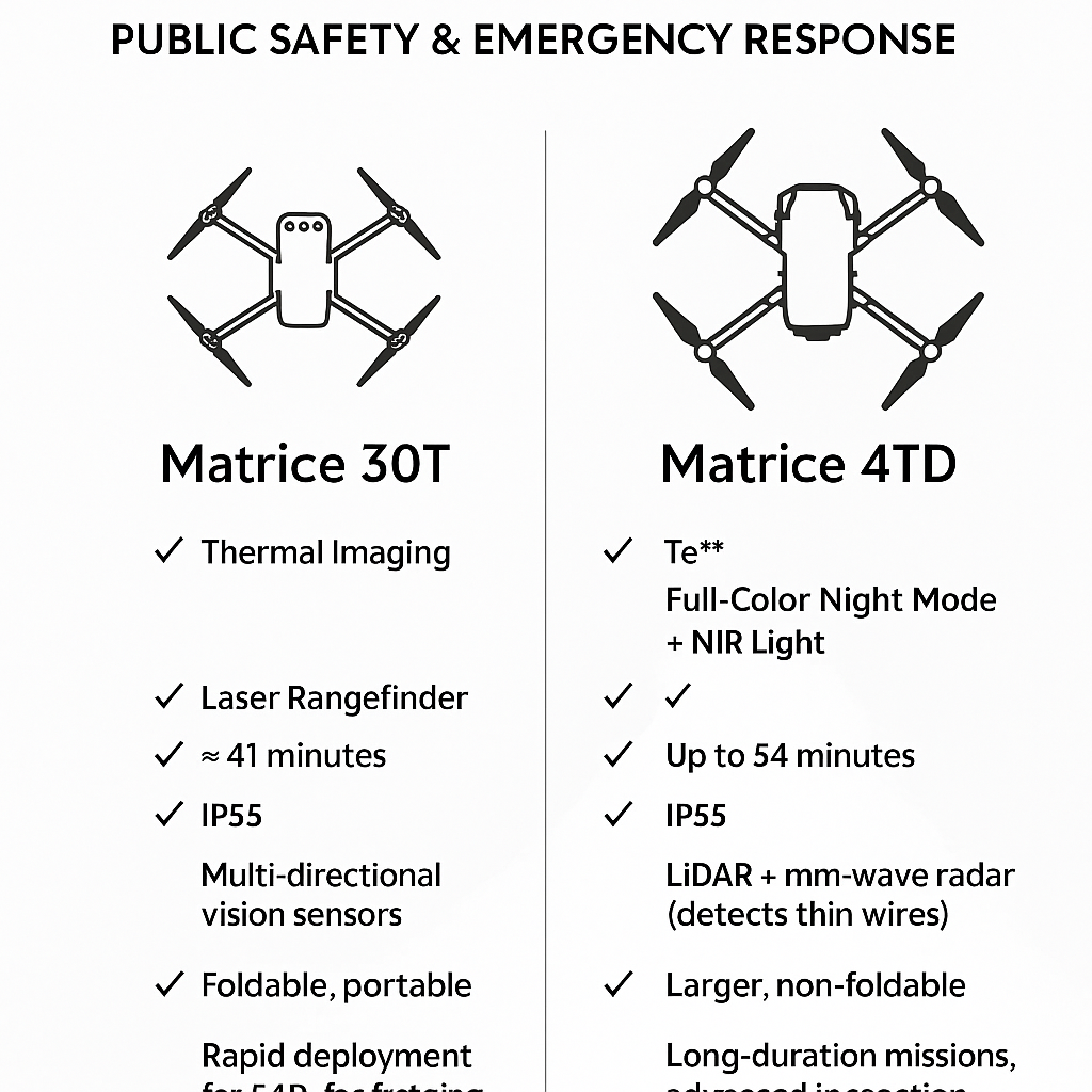 Matrice 30T vs. Matrice 4TD: Choosing the Right Public Safety Drone