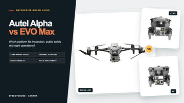 Autel Alpha, EVO Max 4T-XE and EVO Max 4N enterprise drones arranged for a mission-based inspection and night-operations comparison