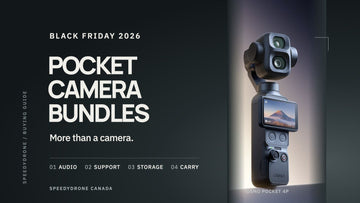 Pocket Camera Bundles, Black Friday 2026 and More Than a Camera headlines beside a genuine black Pocket 4P and four kit-role labels