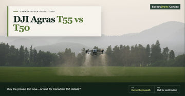 DJI Agras T55 vs T50 agricultural drone comparison for Canadian buyers deciding whether to buy now or wait