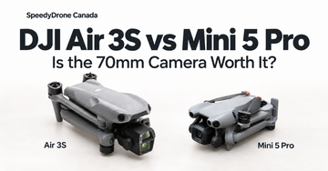 Folded DJI Air 3S and Mini 5 Pro with a headline asking whether the 70mm camera is worth it.