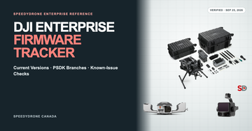 Genuine DJI Matrice 400, Dock 3 and Zenmuse L3 beside the title DJI Enterprise Firmware Tracker