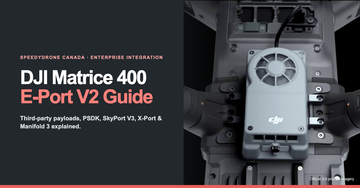 DJI Manifold 3 mounted beneath a Matrice 400 aircraft beside an E-Port V2 guide headline