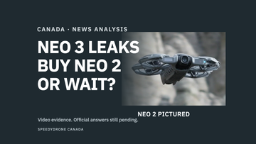 DJI Neo 3 leaks buy-or-wait editorial cover with genuine DJI Neo 2 aircraft imagery clearly labelled Neo 2 pictured