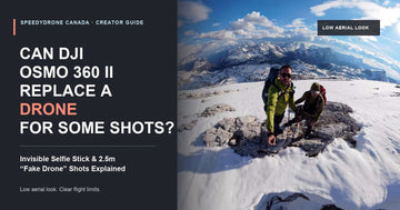 DJI Osmo 360 II replace-a-drone guide cover with hikers in an elevated 360 perspective