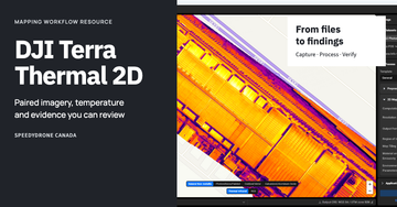 DJI Terra thermal site map beside a cover headline reading Thermal 2D