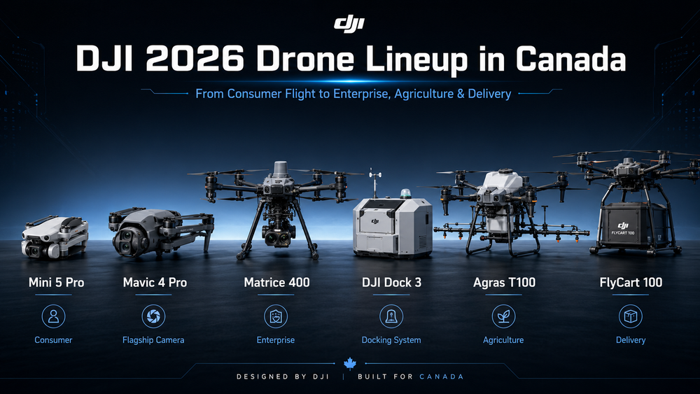 DJI Drone Lineup 2026: Latest Consumer, Enterprise, Agriculture & Delivery Drones in Canada
