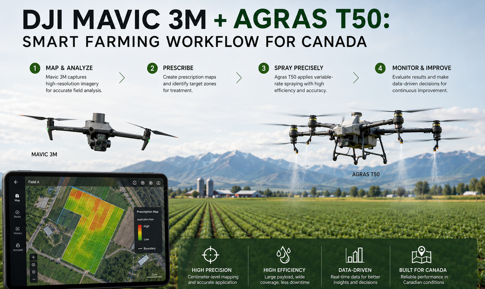 DJI Mavic 3M + Agras T50: Smart Farming Workflow for Canada