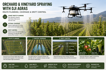 Orchard and Vineyard Spraying with DJI Agras: Route Planning, Coverage and Drift Control