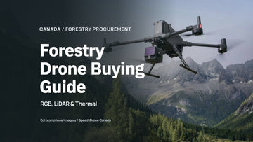 Forestry Drone Buying Guide cover showing DJI Matrice 400 with Zenmuse L3 above a forested mountain valley