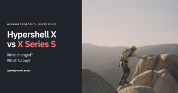 separate Shopify field:** Editorial cover showing a hiker wearing a Hypershell X Ultra S on rocky terrain beside the heading Hypershell X vs X Series S