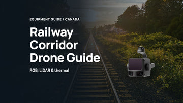Railway Corridor Drone Guide cover combining a White Rock, BC railway photograph with a real Zenmuse L3 product render