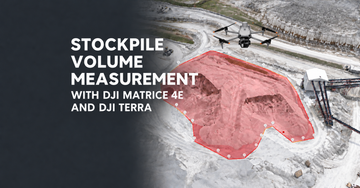 Stockpile Volume Measurement with DJI Matrice 4E and DJI Terra cover, showing the aircraft and a stockpile toe boundary