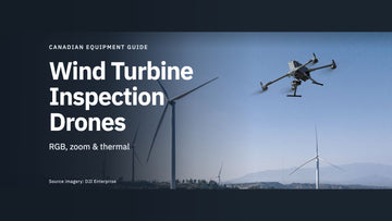 Wind Turbine Inspection Drones guide cover with a real DJI Matrice 400 beside a wind turbine; RGB, zoom and thermal equipment.