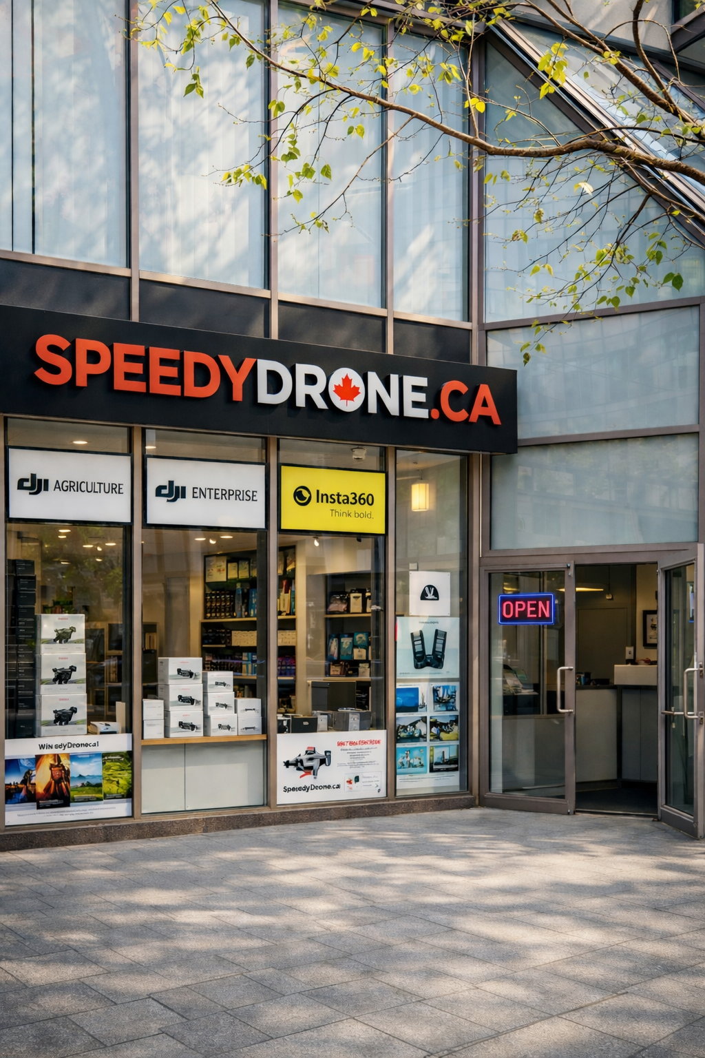 SpeedyDrone Canada Toronto showroom displaying DJI Enterprise products