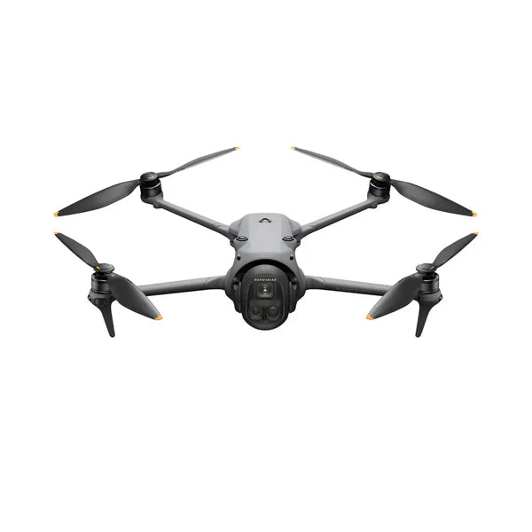 Front view of DJI Mavic 4 Pro showing its three cameras within the rounded Infinity Gimbal