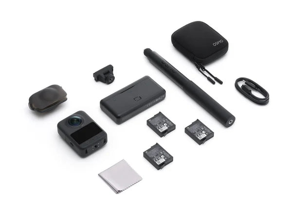 Authentic DJI Osmo 360 Adventure Combo with three batteries, battery case, adapter and invisible selfie stick