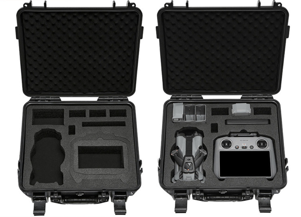AEROVAULT hard case, shown empty and packed to demonstrate fit; one case included, aircraft and controller not included.