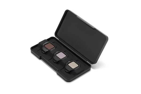 DJI Mini 5 Pro ND8, ND32 and ND128 filters in storage case; included only with Mini 5 Pro bundle versions.