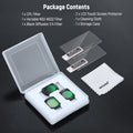 NEEWER Pocket 3/4 filter kit with three filters, two screen protectors, cloth and storage case; Pocket 3/4 version only.