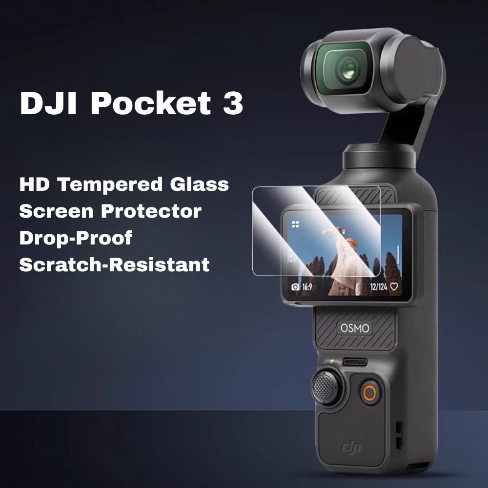 Pocket screen protector shown on a Pocket 3 for illustration; supplied in Pocket 4P bundle version, camera not included.