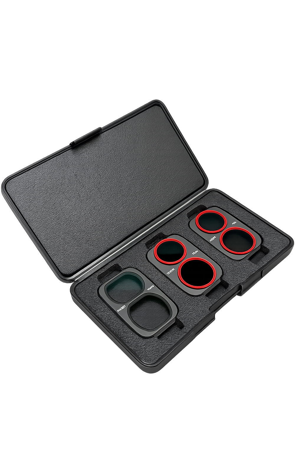 BRDRC Pocket 4P five-filter set in its storage case on a white background; Pocket 4P bundle version only.