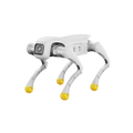 Agibot D1 Pro four-legged robot with camera, on black background.