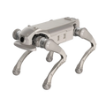 Gray AGIBOT D1 Ultra industrial quadruped robot, three-quarter front view on black background.
