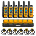 Six DeWalt DXFRS300 radios with a six-port charger and six remote speaker microphones