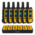 Six DeWalt DXFRS300 two-way radios and one six-port charging dock