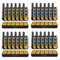 Illustrated set of 24 DeWalt DXFRS300 radios with four six-port chargers