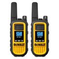 Front view of two yellow and black DeWalt DXFRS800 handheld two-way radios