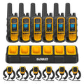Six DeWalt DXFRS800 radios with a six-port charger and six remote speaker microphones