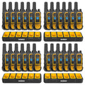 Illustrated set of 24 DeWalt DXFRS800 radios with four six-port chargers