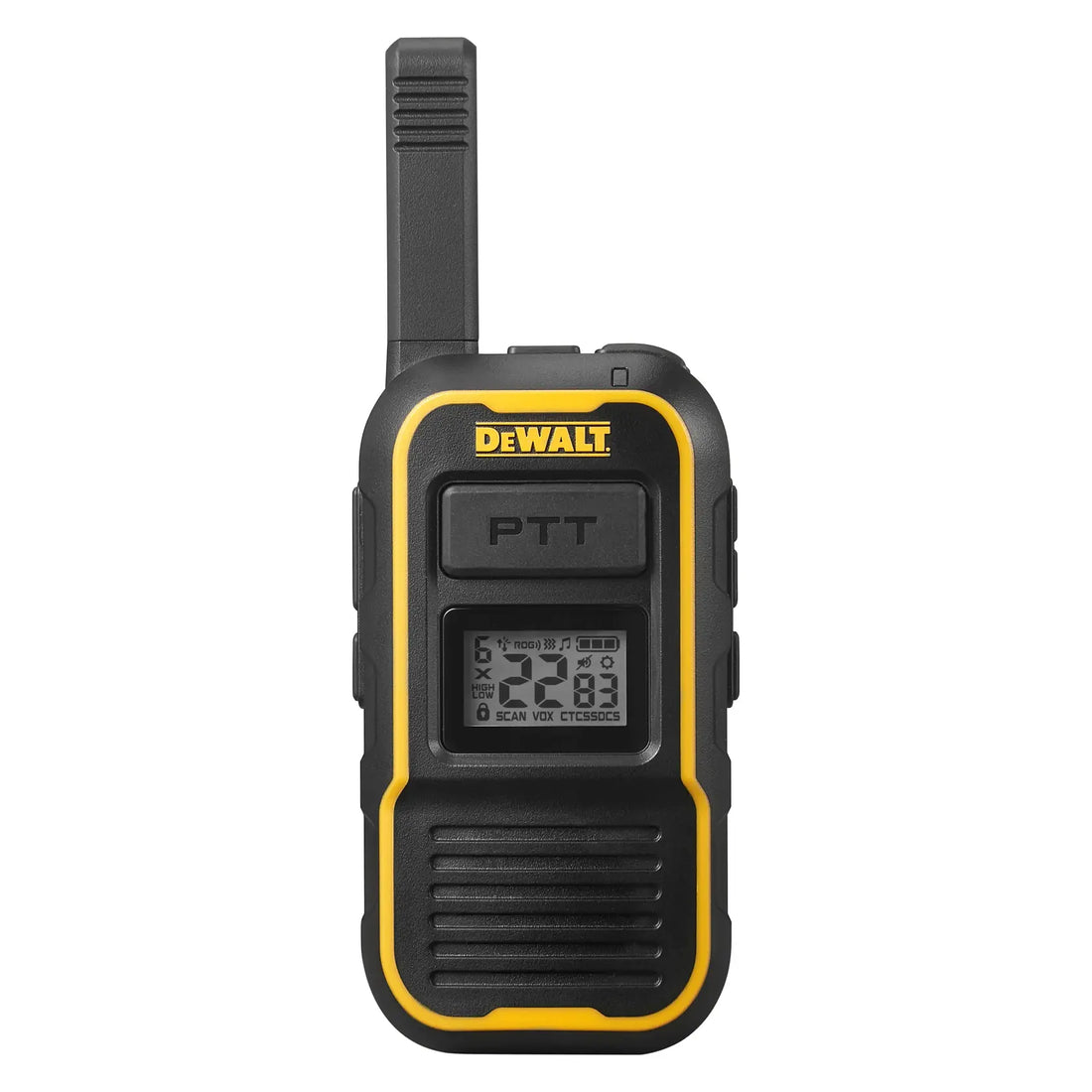 Front view of the DeWalt DXFRSBH600 business two-way radio