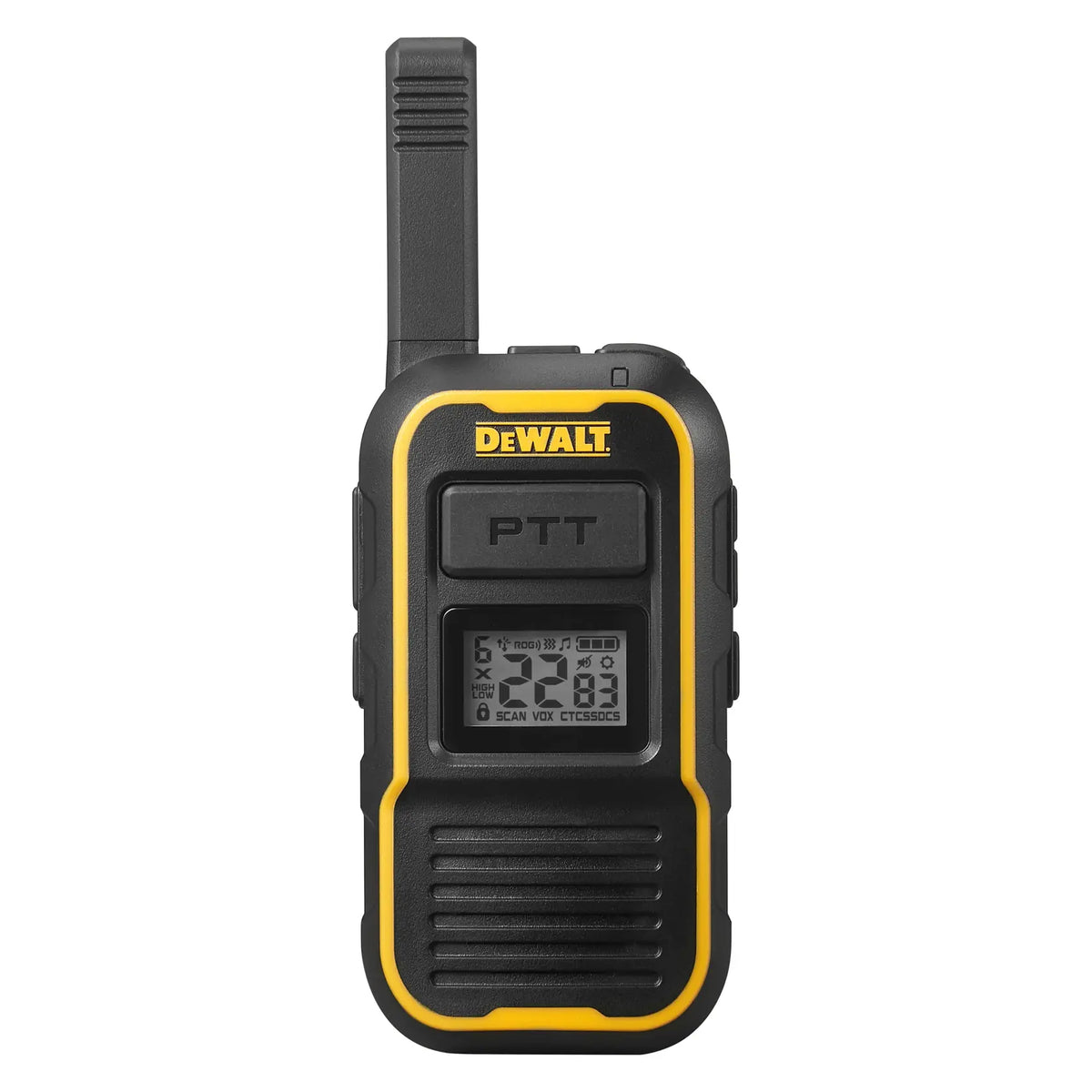Front view of the DeWalt DXFRSBH600 business two-way radio