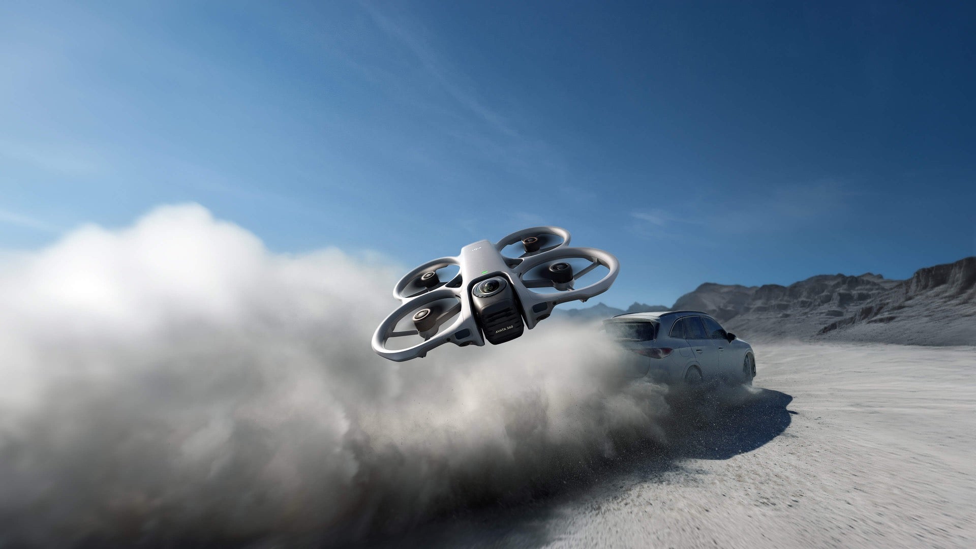 DJI Avata 360 following a vehicle during FPV flight