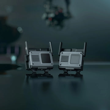 Two DJI SDR Transmission 2 transceivers in a studio setting