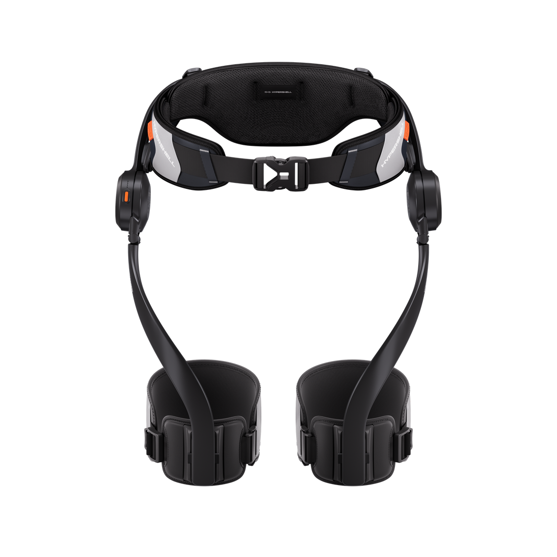 Front interior view of Hypershell X Carbon exoskeleton with waist belt and leg supports