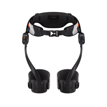 Front interior view of Hypershell X Carbon exoskeleton with waist belt and leg supports