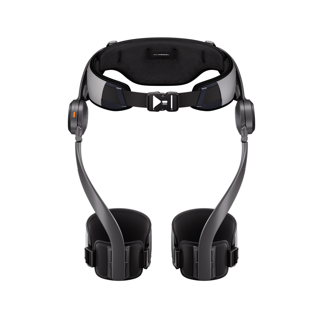 Front interior view of Hypershell X Go exoskeleton with waist belt and leg supports