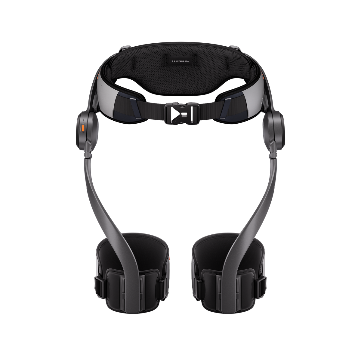 Front interior view of Hypershell X Go exoskeleton with waist belt and leg supports