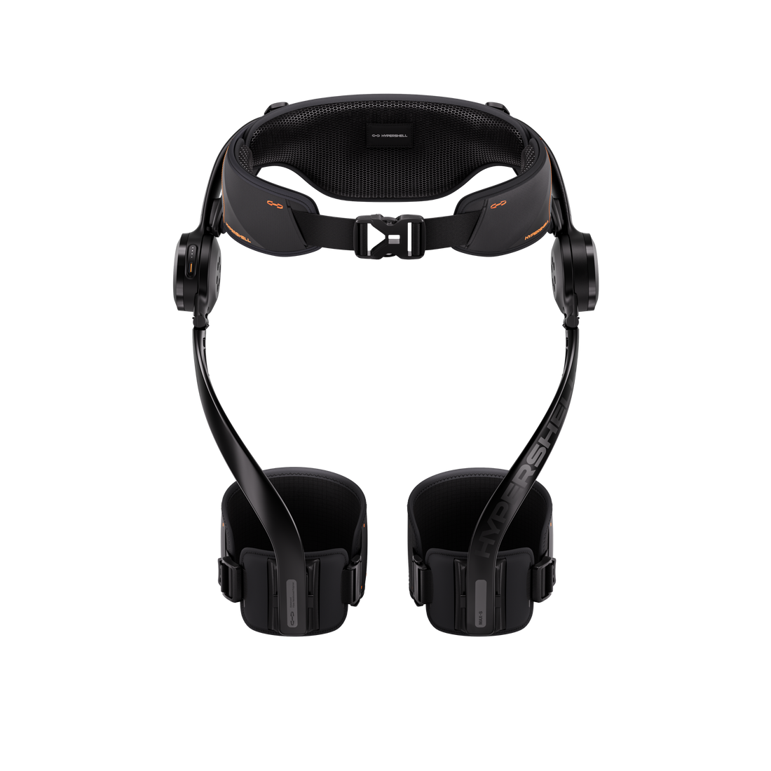 Hypershell X Max S black exoskeleton, front interior view