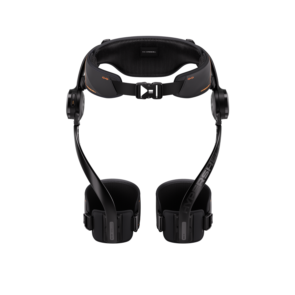 Hypershell X Max S black exoskeleton, front interior view