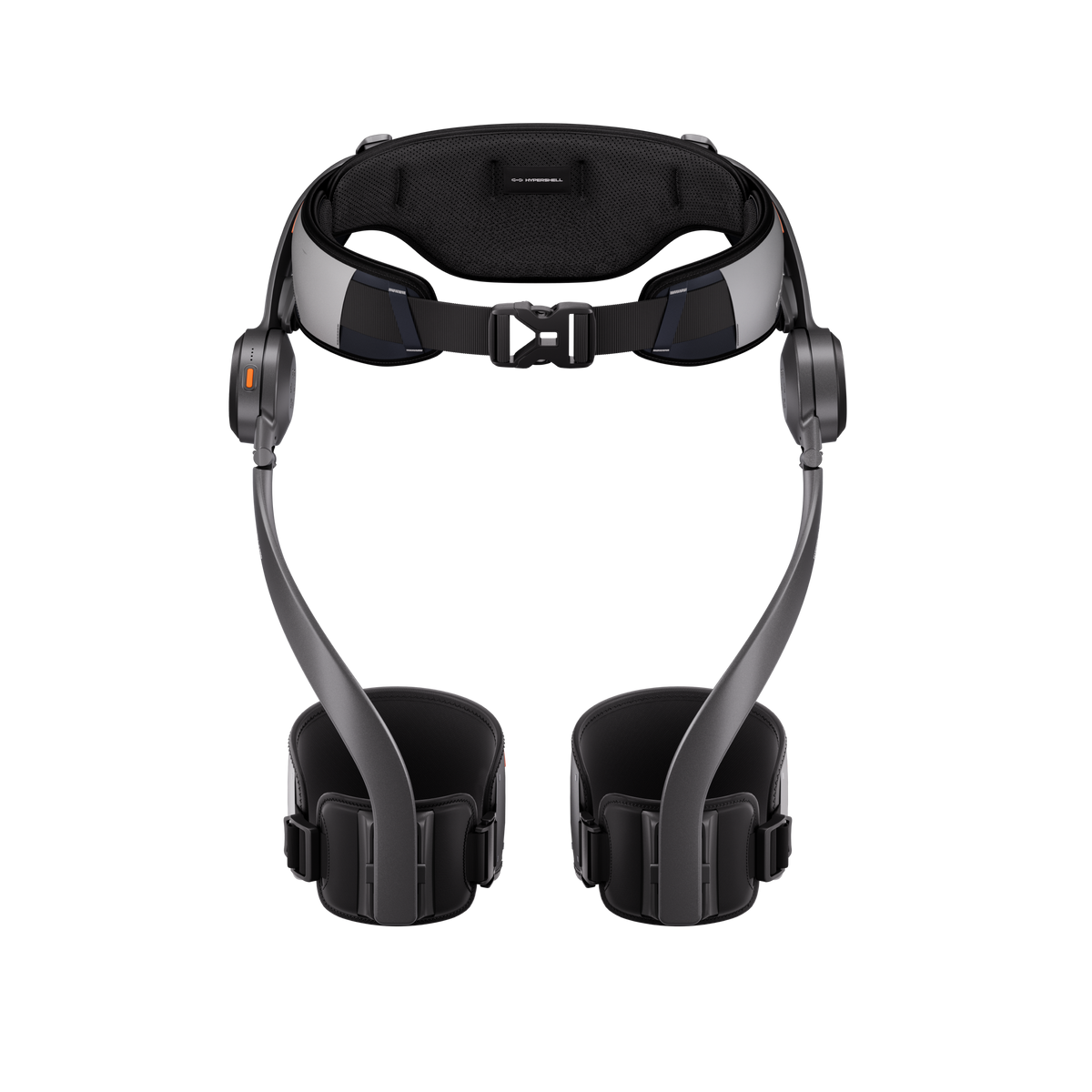 Front interior view of Hypershell X Pro exoskeleton with waist belt and leg supports