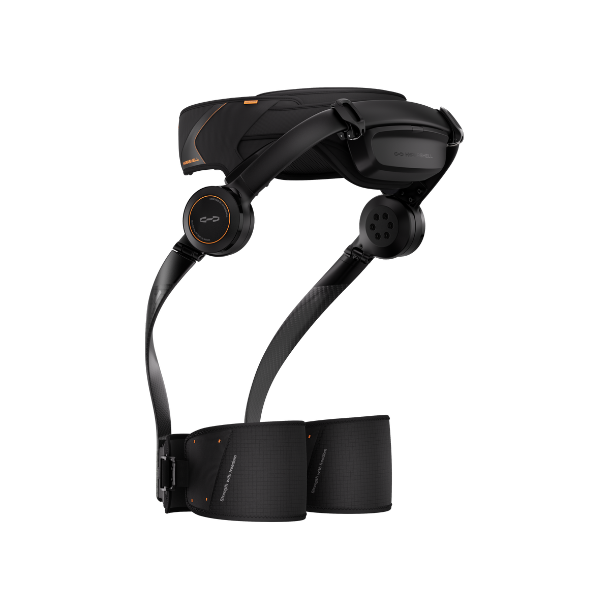 Rear three-quarter view of the Hypershell X Ultra powered exoskeleton