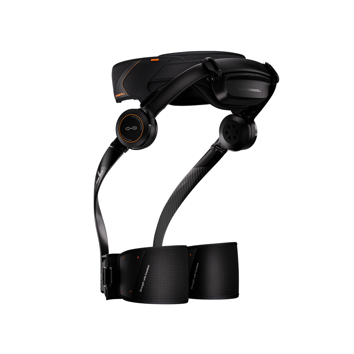 Hypershell X Ultra S black exoskeleton, rear three-quarter view