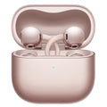 HUAWEI FreeClip 2 Rose Gold earbuds seated in the open charging case, front view
