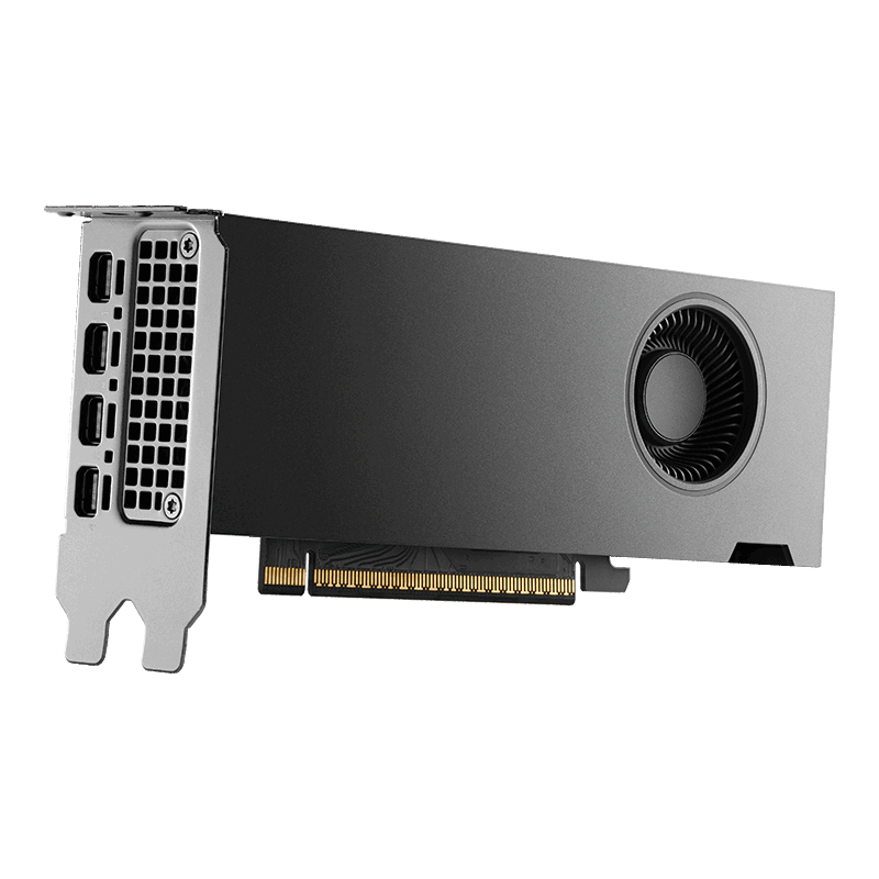 PNY NVIDIA RTX PRO 4000 Blackwell SFF 24GB graphics card, three-quarter view with low-profile bracket