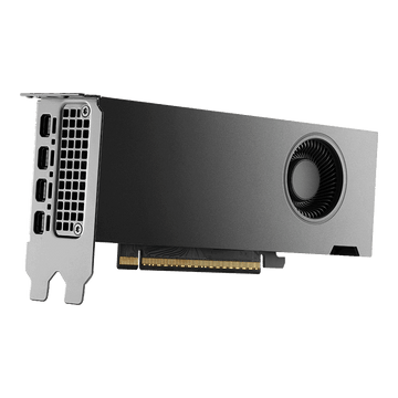 PNY NVIDIA RTX PRO 4000 Blackwell SFF 24GB graphics card, three-quarter view with low-profile bracket